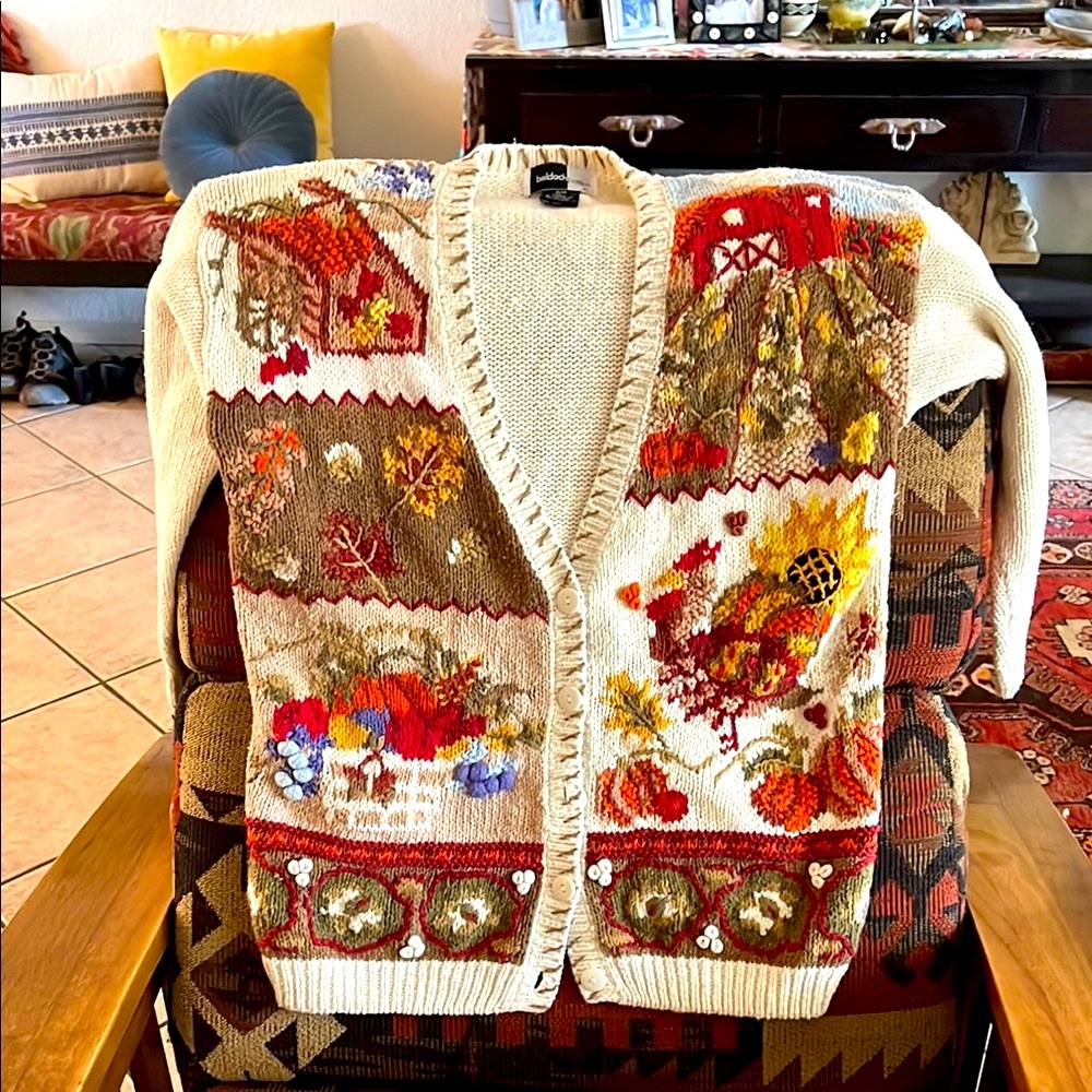 Women's Multicolor Cardigan Sweater vintage